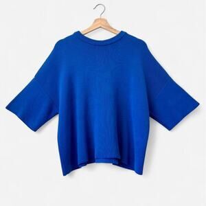$300 Babaà Jumper No35 in Rio Blue Short Sleeve Sweater- One Size, Slow Fashion